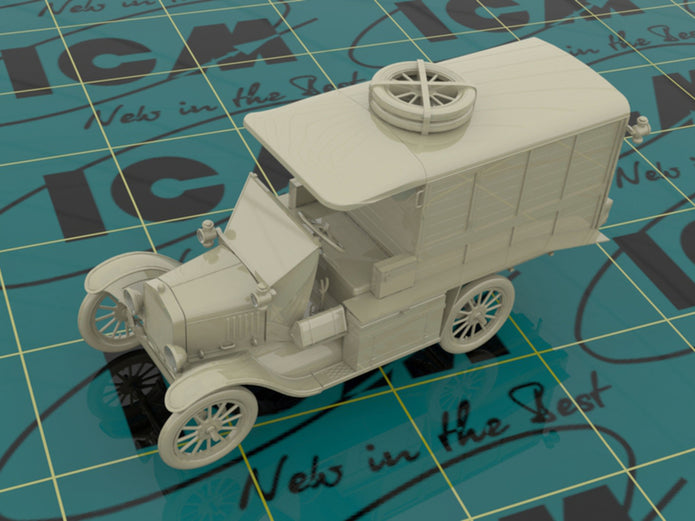 ICM 35665 Plastic model kit Car 1:35 Model T 1917 Ambulance (early), WWI AAFS