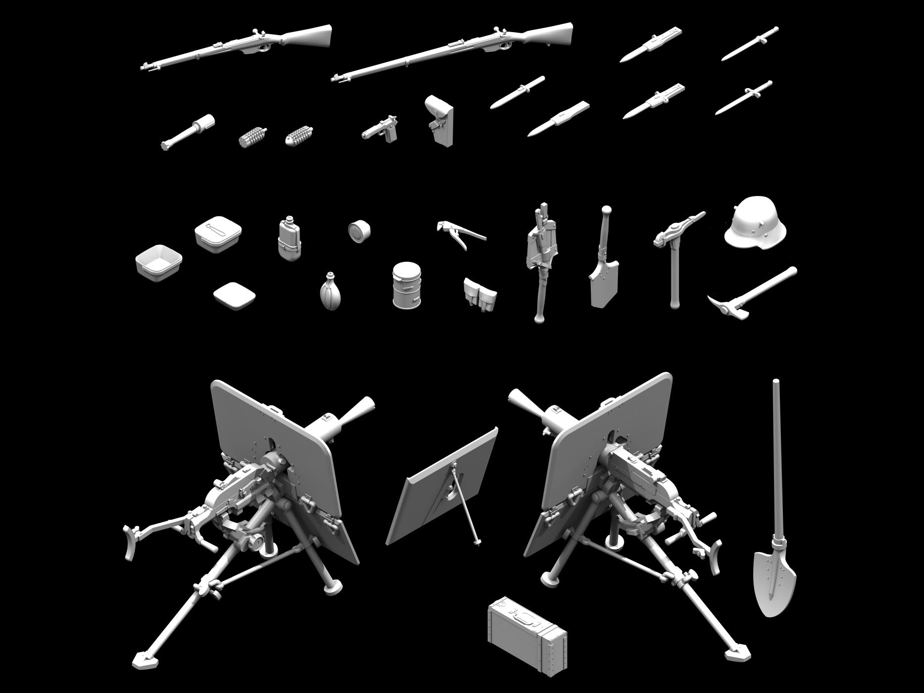 ICM35671 Scale model kit 1:35 WWI Austro-Hungarian infantry weapon and equipment