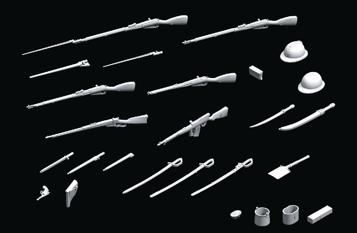 ICM 35672 Plastic model kit Scale 1:35 WWI Russian Infantry weapon and equipment