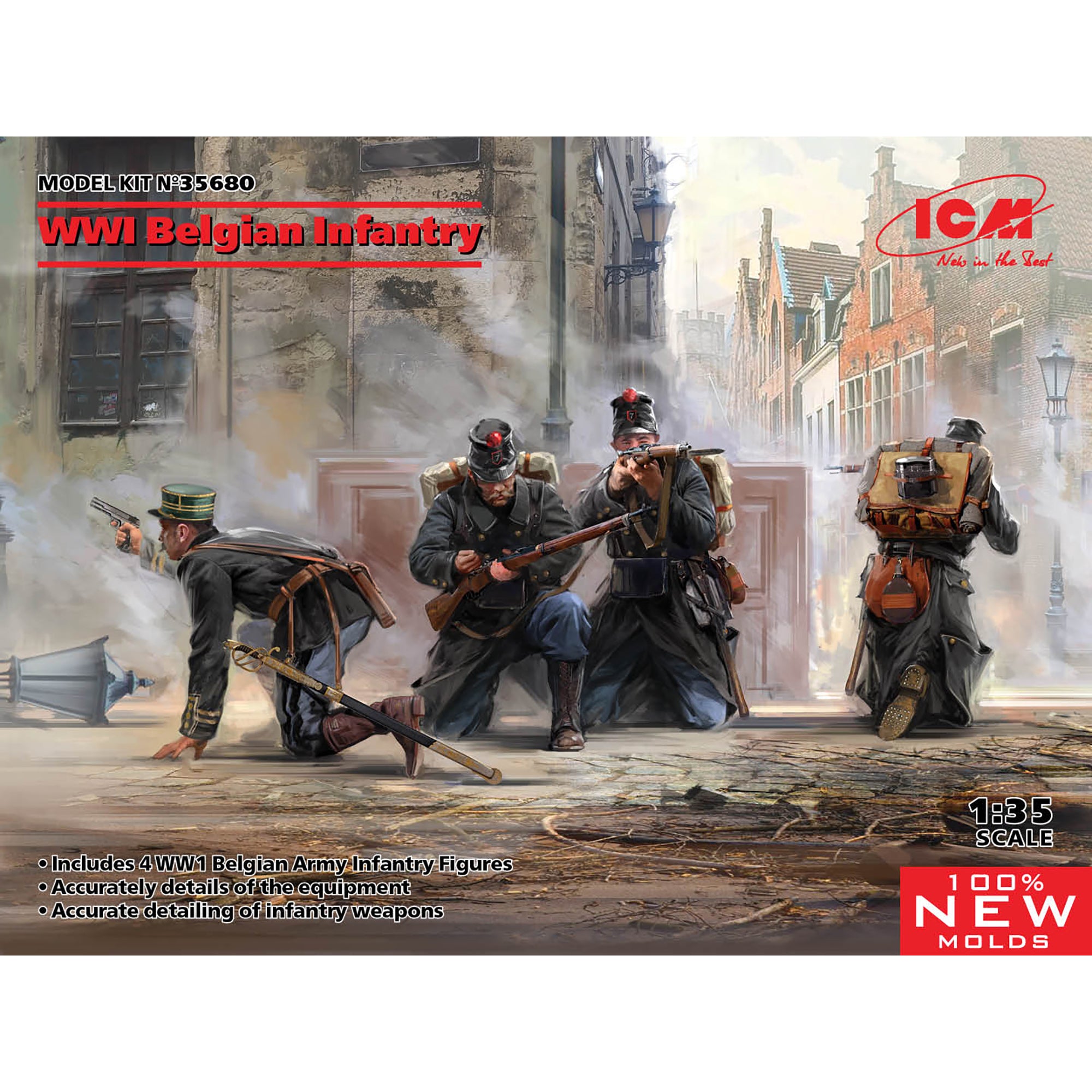 ICM 35680 Plastic model figures kit Scale 1:35 WWI Belgian Infantry - models kit