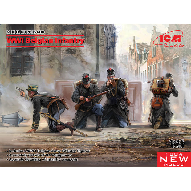 ICM 35680 Plastic model figures kit Scale 1:35 WWI Belgian Infantry - models kit