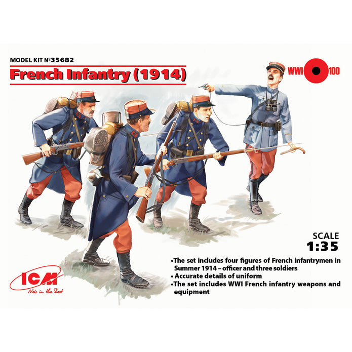 ICM 35682 Plastic model kit Scale 1:35 French Infantry (1914), (4 figures)