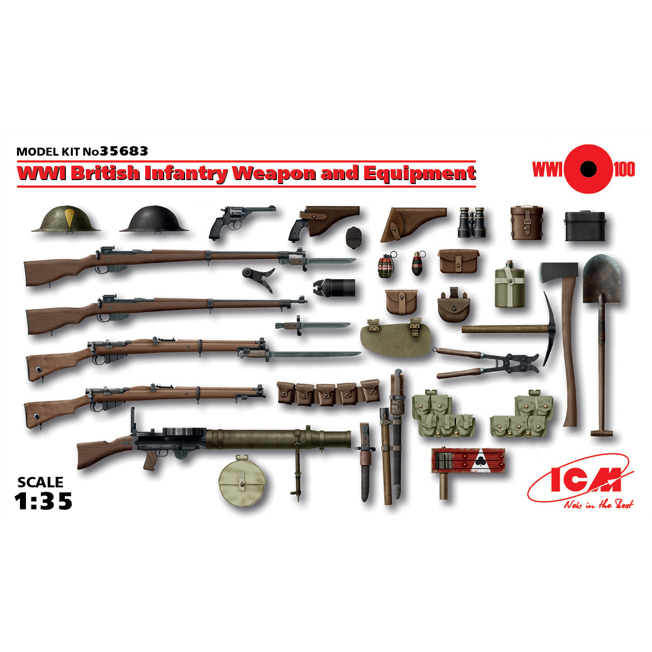 ICM 35683 Plastic model kit Scale 1:35 WWI British infantry weapon and equipment