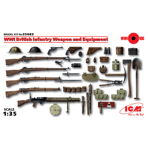 ICM 35683 Plastic model kit Scale 1:35 WWI British infantry weapon and equipment