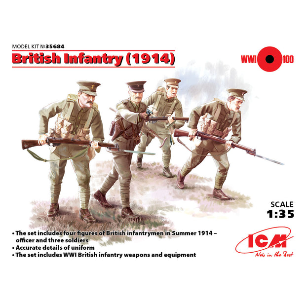 ICM 35684 Plastic model kit figures 1:35 WWI British infantry 1914 modelling kit