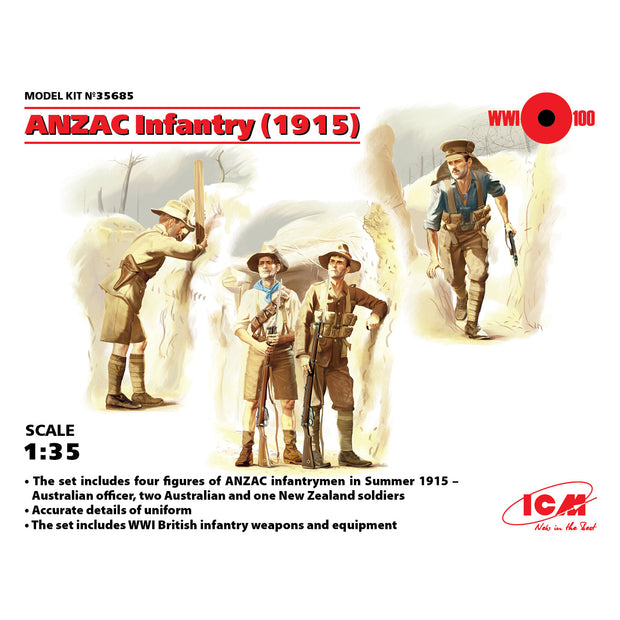 ICM 35685 Plastic model kit Scale 1:35 ANZAC Infantry, 1915 plastic model kits