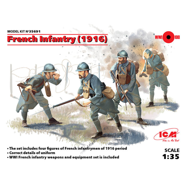 ICM 35691 Plastic model kit 1:35 French Infantry 1916, (4 figures) kits models