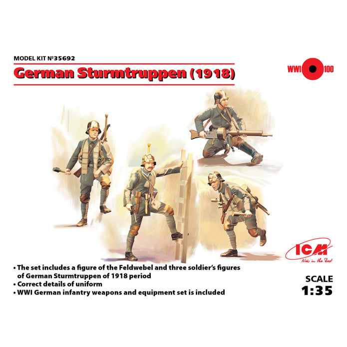 ICM 35692 Plastic model kit 1:35 German Sturmtruppen, 1918 model plastic kits