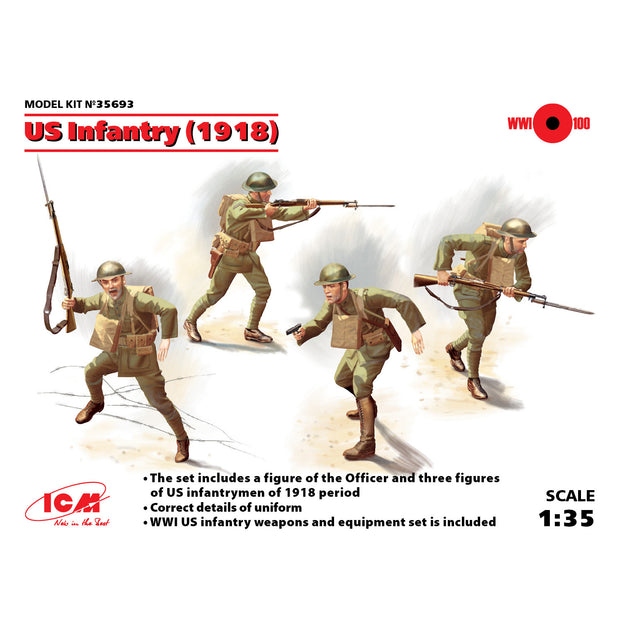 ICM 35693 Plastic model kit 1:35 US Infantry 1918 (4 figures) model plastic kits