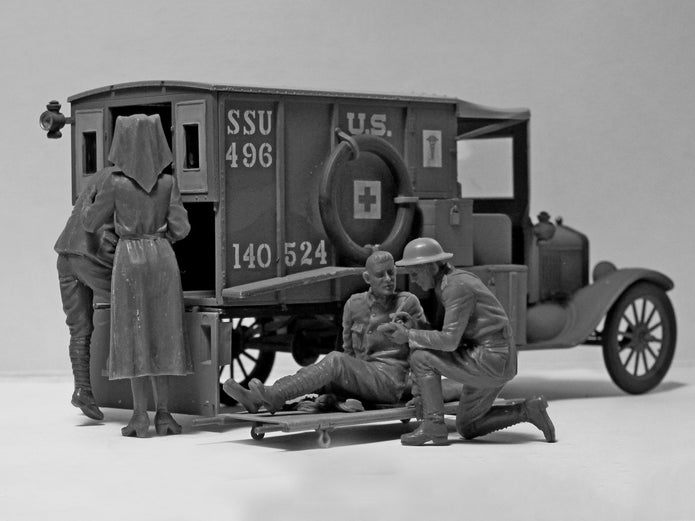 ICM 35694 Plastic model kit 1:35 WWI US medical personnel modelling plastic kits