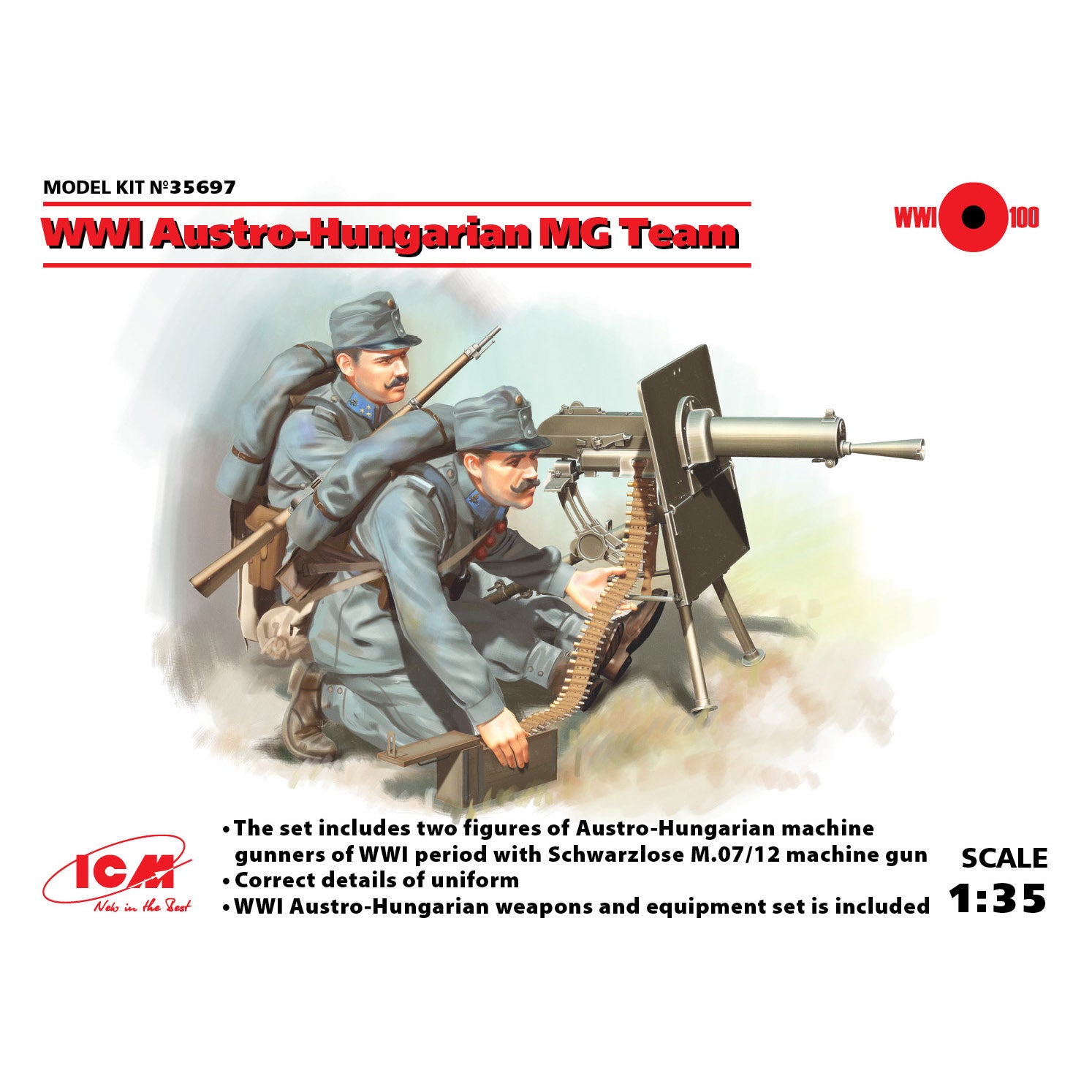 ICM 35697 Plastic model kit 1:35 French Infantry in Gas Masks (1916) (4 figures) | Unassembled Plastic Display Model