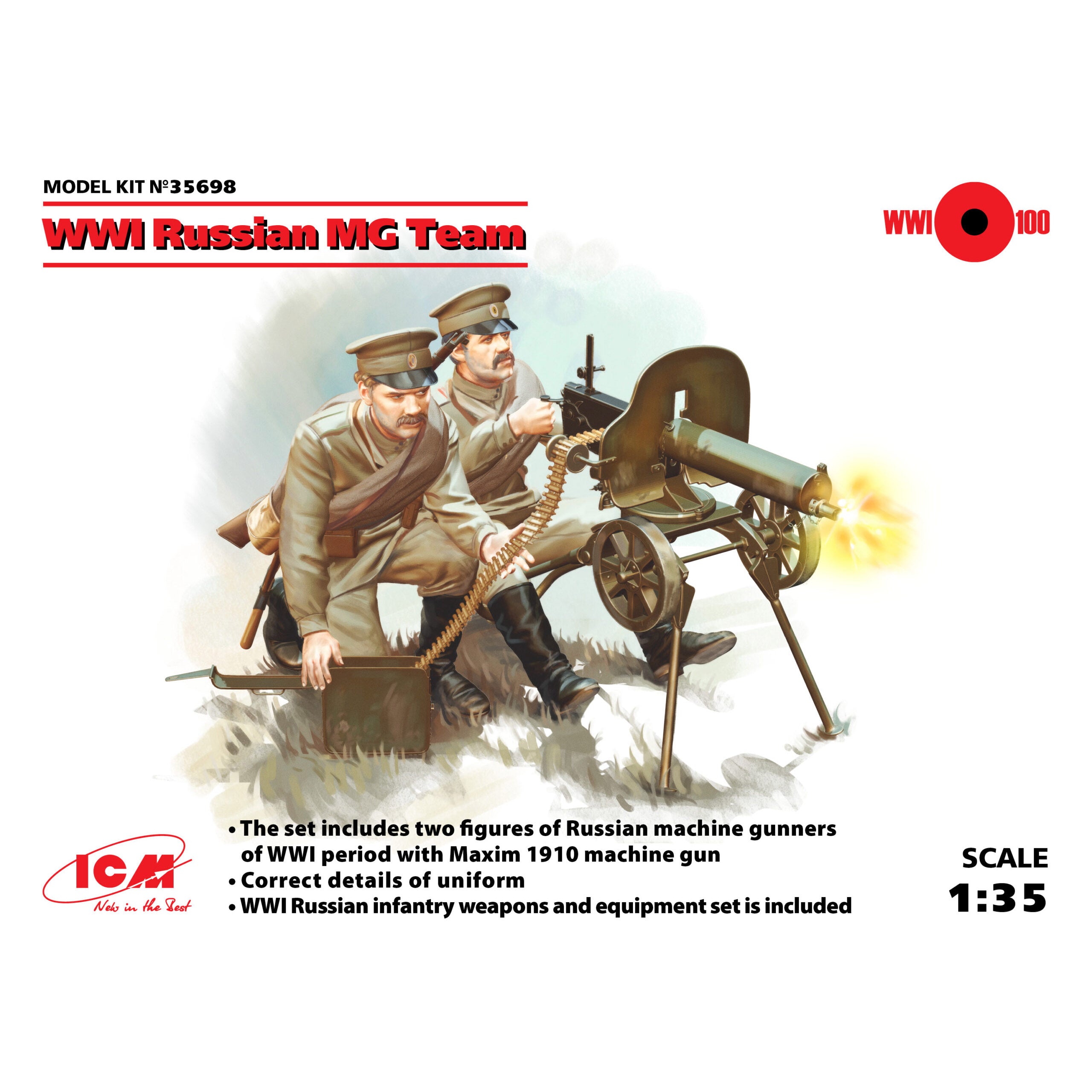 ICM 35698 Plastic model kit figures 1:35 Machine-gun calculation of RIA, WWІ