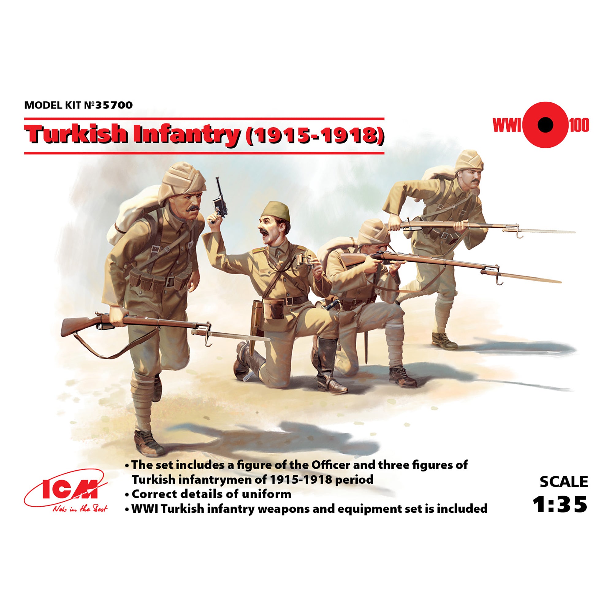ICM 35700 Plastic model figures kit Scale 1:35 Turkish Infantry (1915-1918), WWІ
