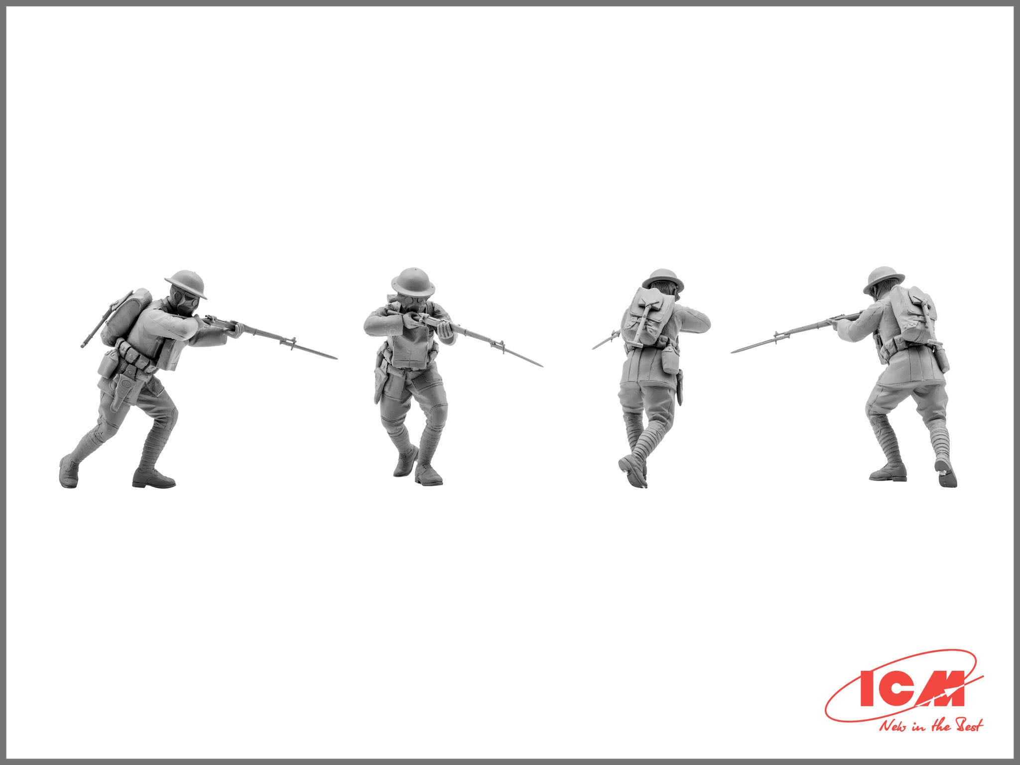 ICM 35704 Plastic model figures kit Scale 1:35 US Infantry in Gas Masks (1918)