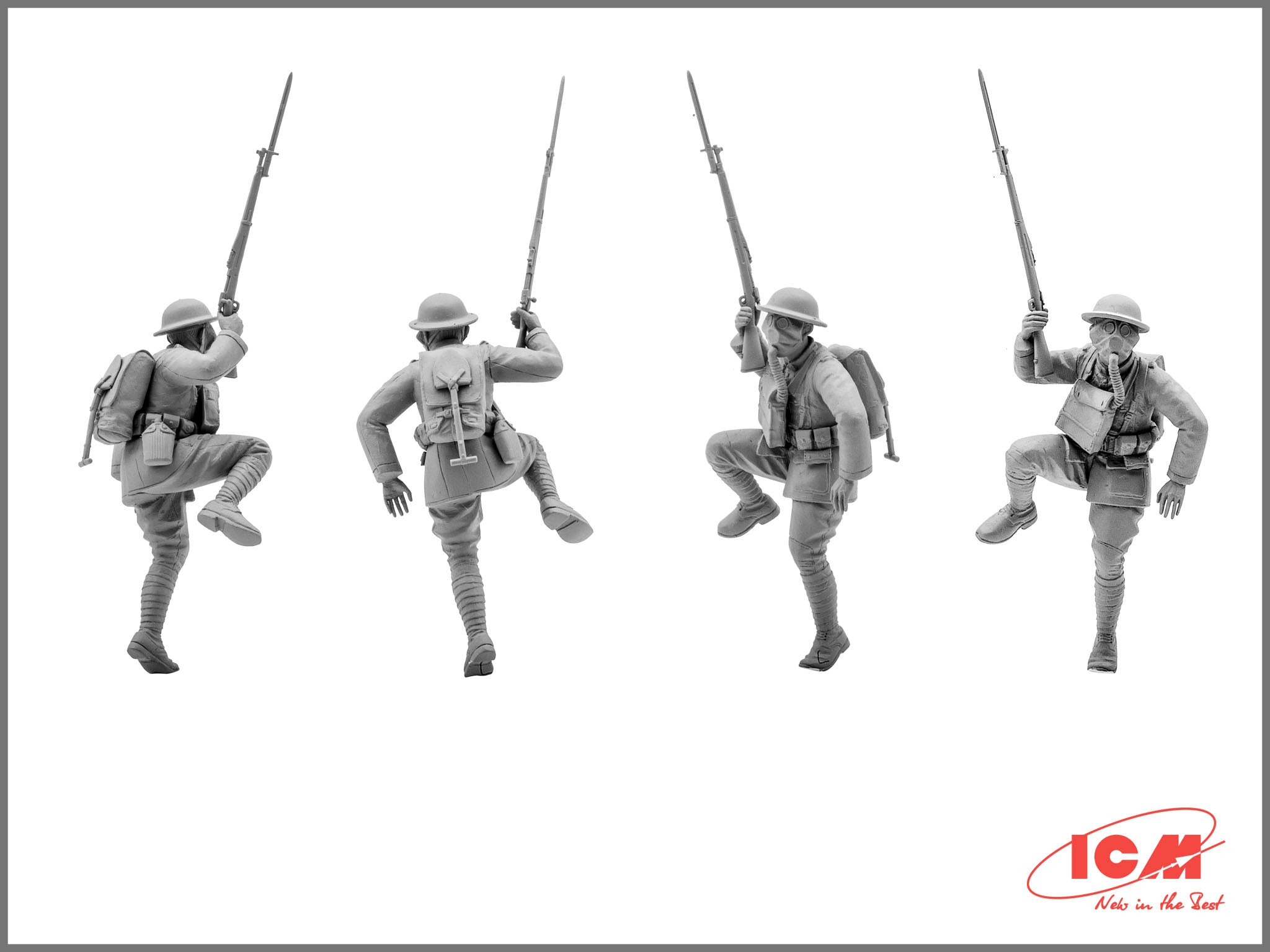 ICM 35704 Plastic model figures kit Scale 1:35 US Infantry in Gas Masks (1918)