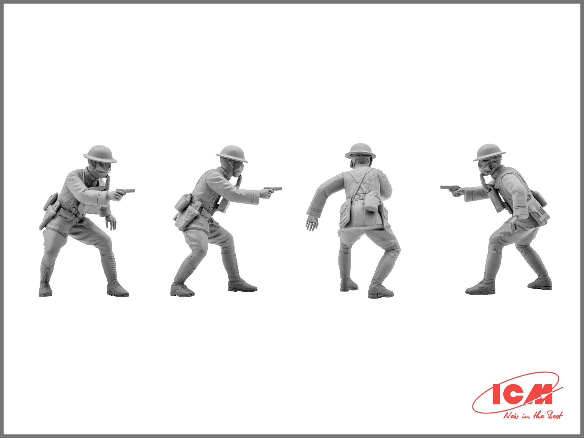 ICM 35704 Plastic model figures kit Scale 1:35 US Infantry in Gas Masks (1918)