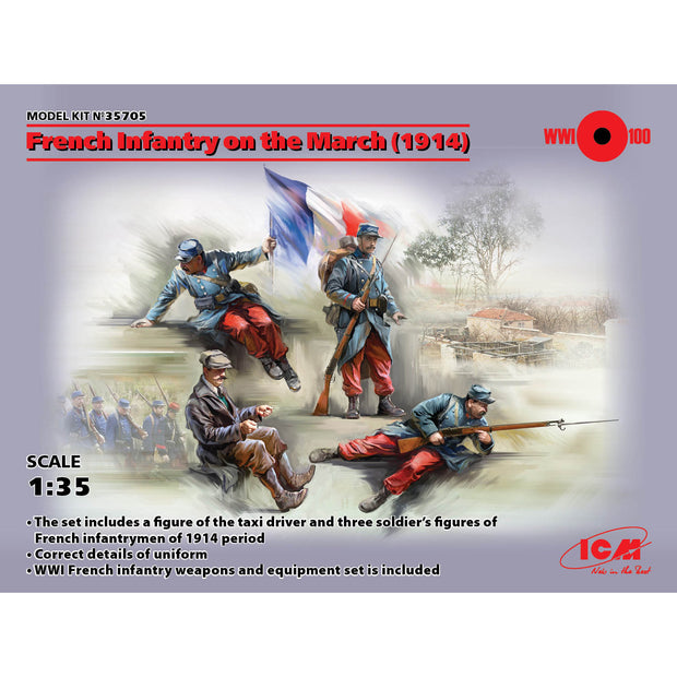 ICM 35705 Plastic model kit 1:35 French Infantry on the march (1914) (4 figures)