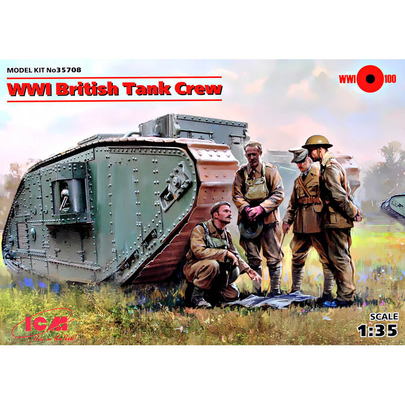 ICM 35708 Plastic model Tank kit Scale 1:35 WWI British Tank Crew (4 figures)
