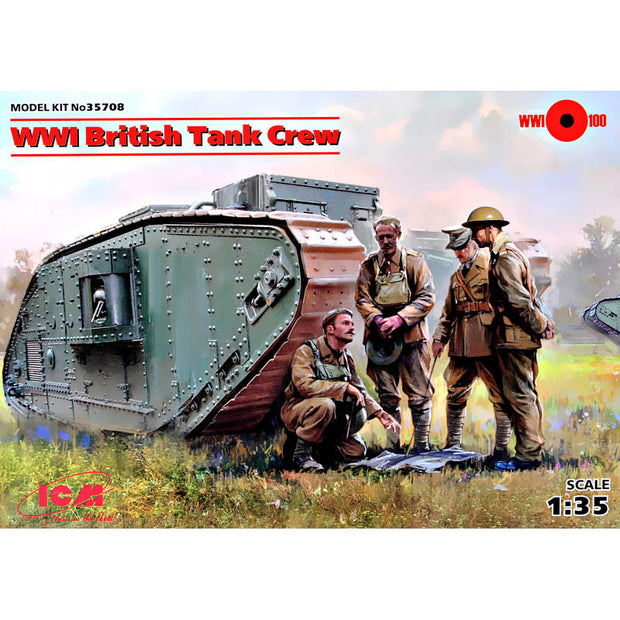 ICM 35708 Plastic model Tank kit Scale 1:35 WWI British Tank Crew (4 figures)