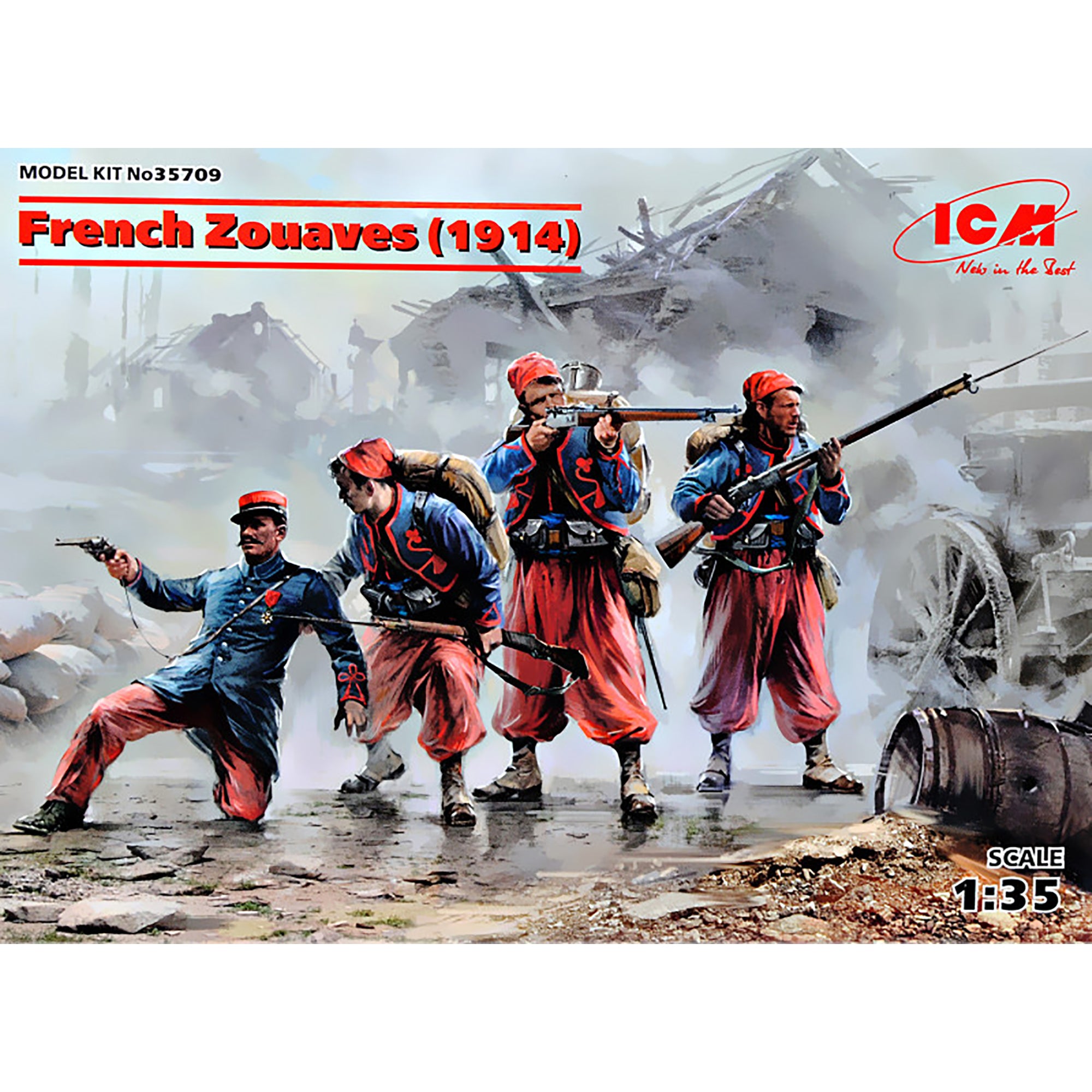 ICM 35709 Plastic model kit figures Scale 1:35 French Zouaves (1914) (4 figures)