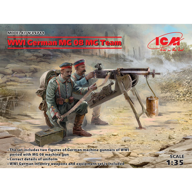 ICM 35711 Plastic model kit Scale 1:35 WWI German MG08 MG Team (2 figures)
