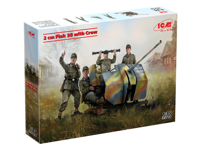2 cm Flak 38 with Crew Scale 1:35 ICM35718 Plastic Model Figures Kit