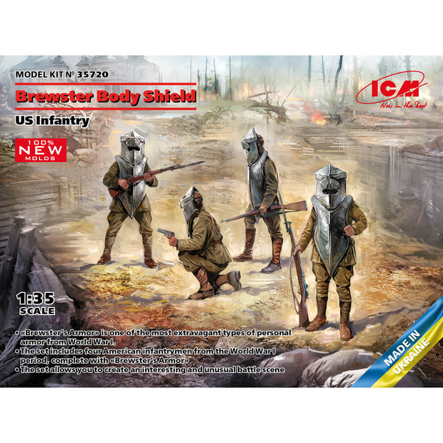 ICM 35720 Plastic model kit figures Scale 1:35 Brewster Body Shield US Infantry