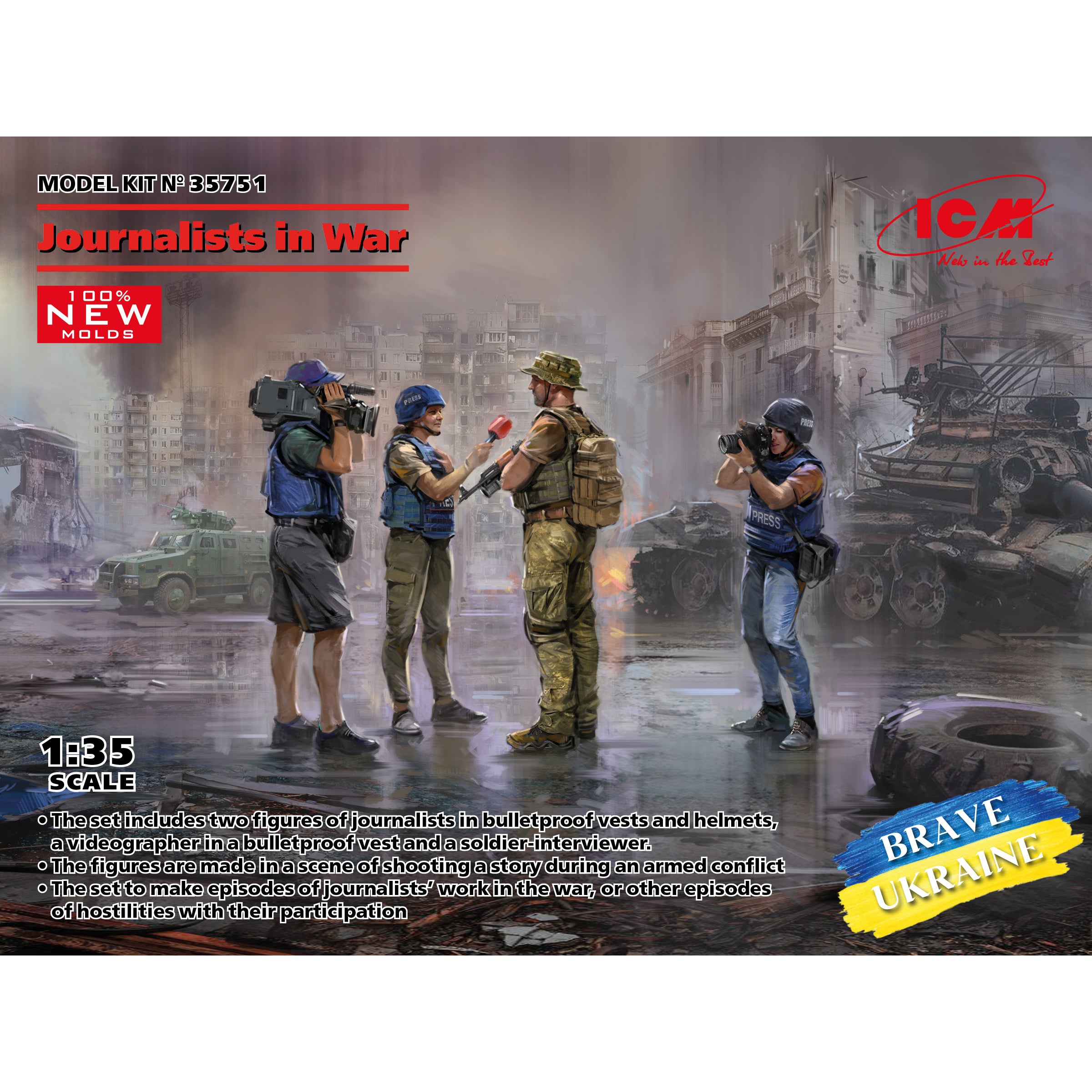 ICM 35751 Plastic models figures Scale 1:35 Journalists in War (4 figures)