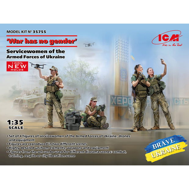 War has no gender-Female servicemen Armed Forces of Ukraine ICM35755 Scale 1:35