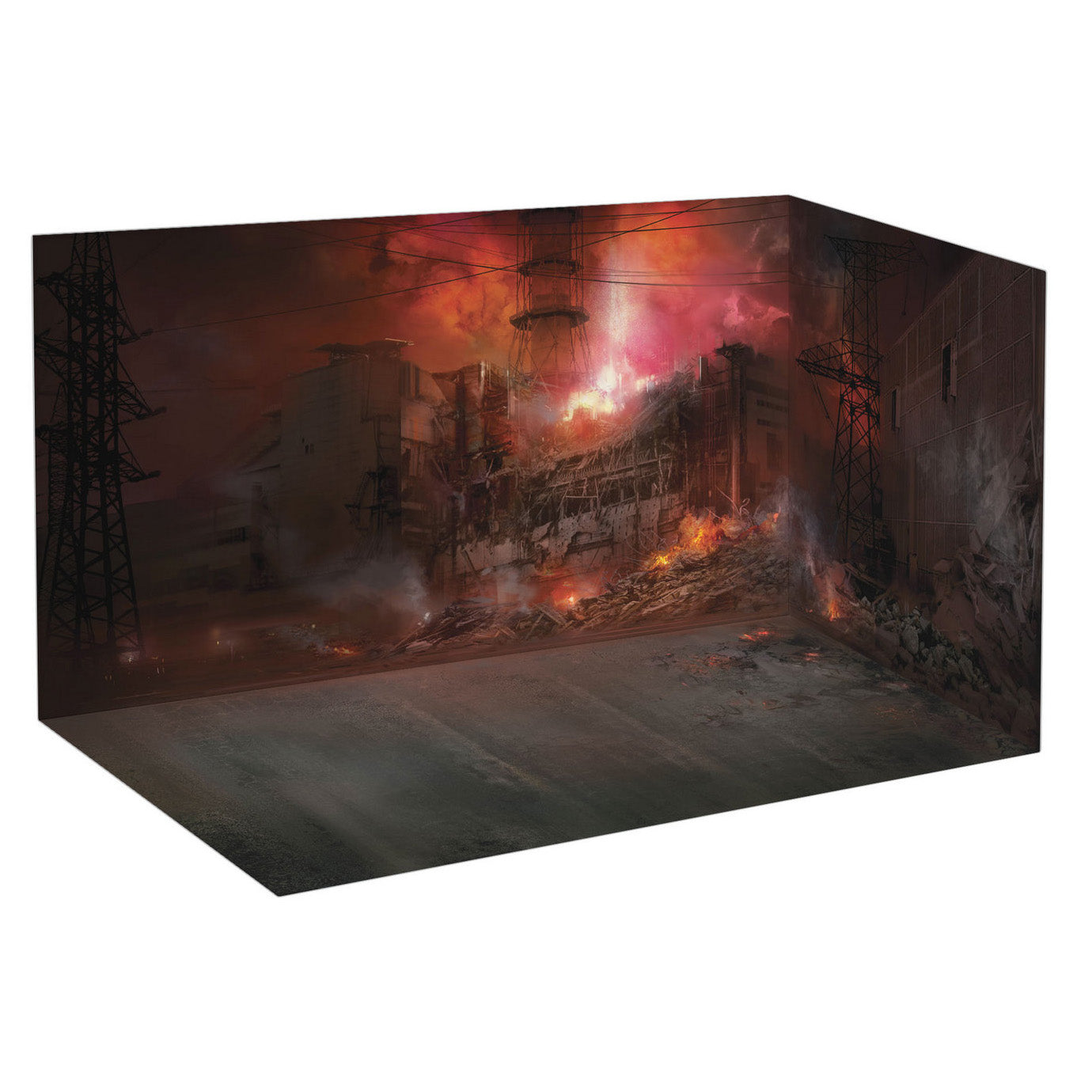 Chernobyl 2. Fire Fighters (AC-40-137A firetruck + 4 figures + diorama base with background) Scale 1/35 ICM 35902