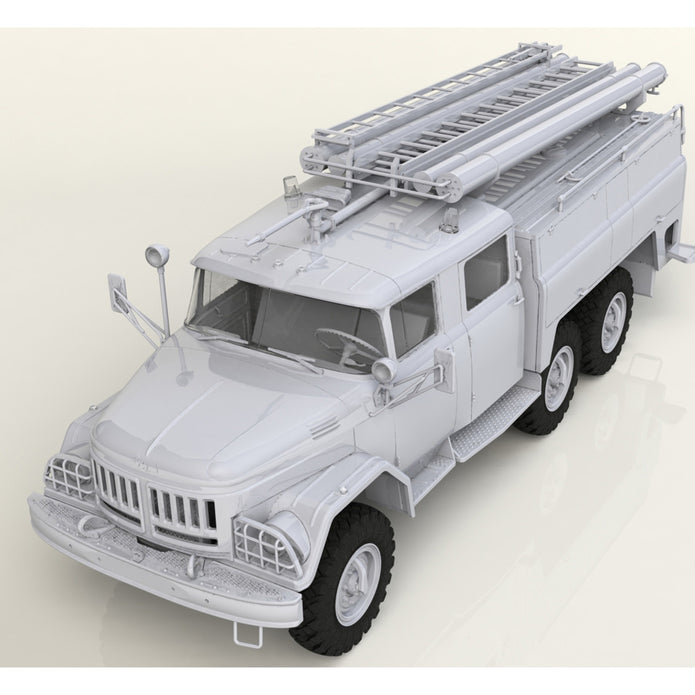 Chernobyl 2. Fire Fighters (AC-40-137A firetruck + 4 figures + diorama base with background) Scale 1/35 ICM 35902