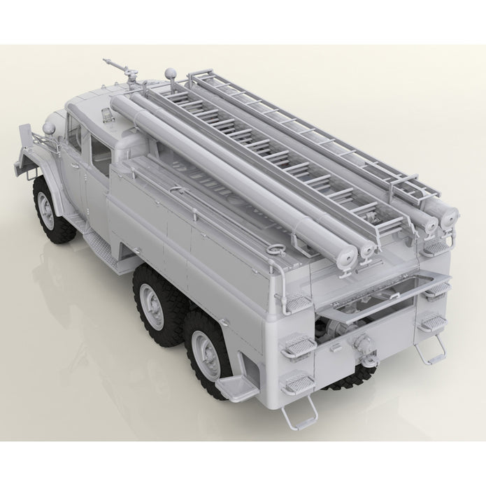 Chernobyl 2. Fire Fighters (AC-40-137A firetruck + 4 figures + diorama base with background) Scale 1/35 ICM 35902