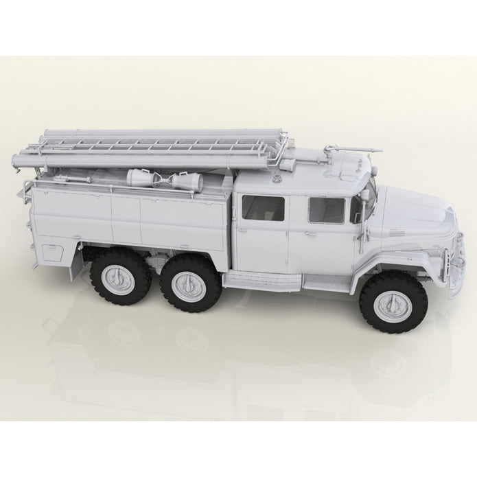 Chernobyl 2. Fire Fighters (AC-40-137A firetruck + 4 figures + diorama base with background) Scale 1/35 ICM 35902