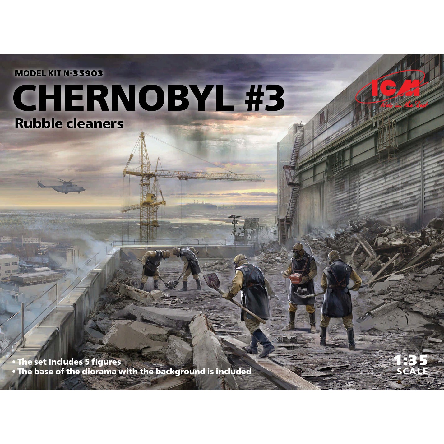 ICM 35903 Plastic model kit Scale 1:35 Chernobyl #3. Rubble cleaners (5 figures)