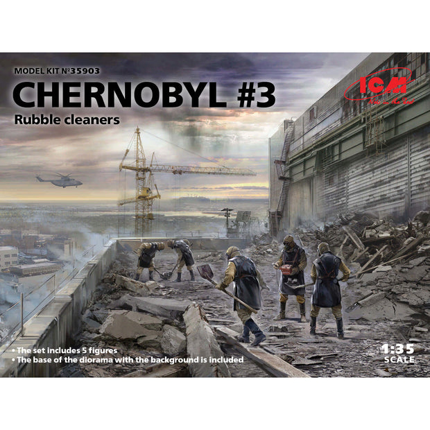 ICM 35903 Plastic model kit Scale 1:35 Chernobyl #3. Rubble cleaners (5 figures)
