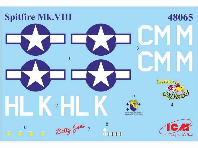 ICM 48065 Plastic model aircraft Scale 1:48 Spitfire Mk.VIII WWII USAF fighter