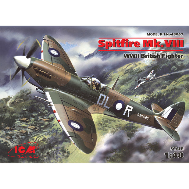 ICM 48067 Plastic model aircraft kit 1:48 Spitfire Mk.VIII WWII British fighter