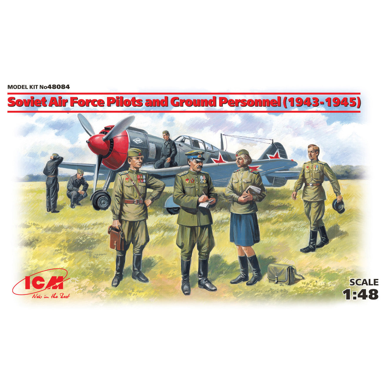 ICM 48084 Plastic model kit Scale 1:48 WWII Soviet Pilots and Technics 1943-1945