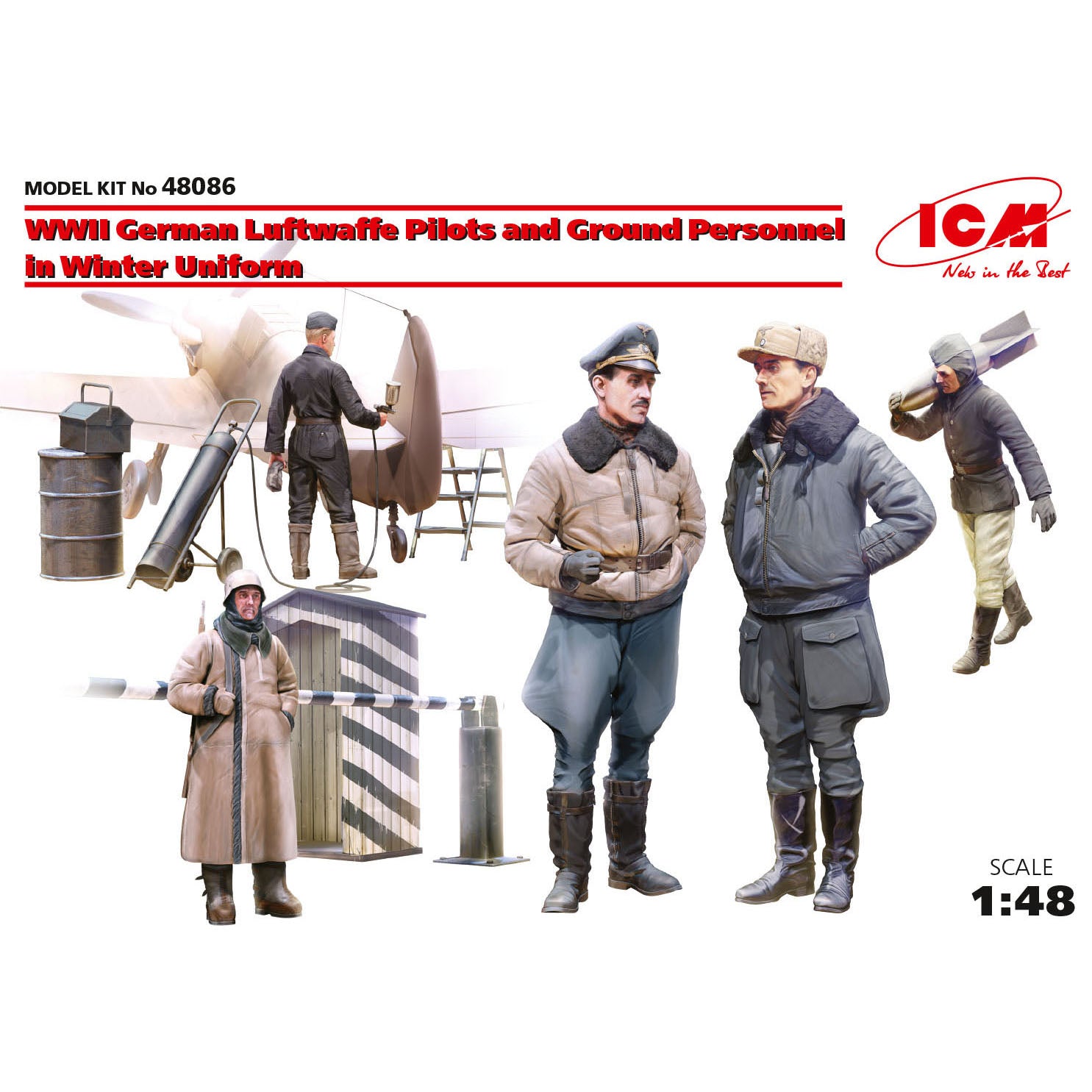 ICM 48086 model kit 1:48 WWII Luftwaffe pilots and ground personnel (5 figures)