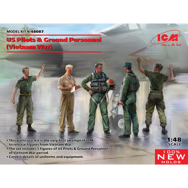 ICM 48087 Plastic model kit Scale 1:48 US Pilots & Ground Personnel Vietnam War