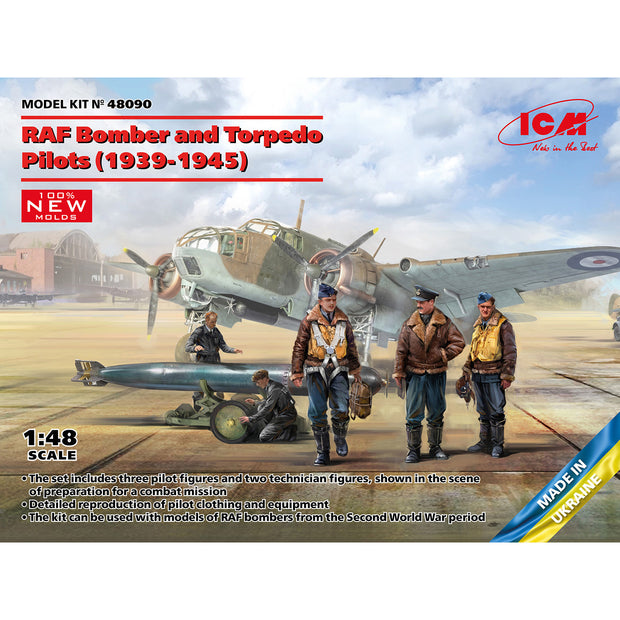 ICM 48090 Scale model figures kit 1/48 RAF Bomber and Torpedo Pilots 1939-1945