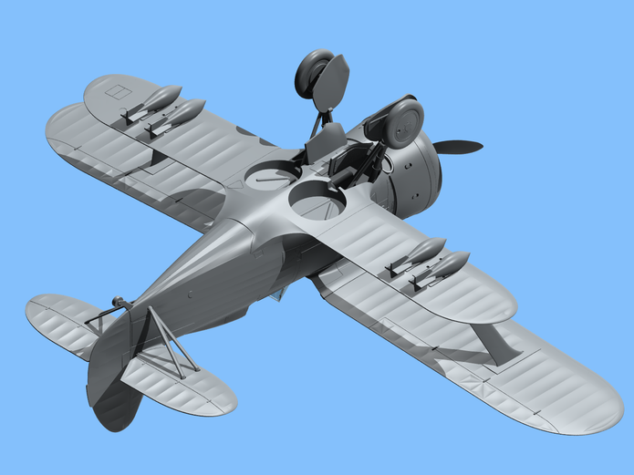 ICM48095 Plastic model kit aircraft 1:48 I153 Chaika WWII Soviet Biplane Fighter