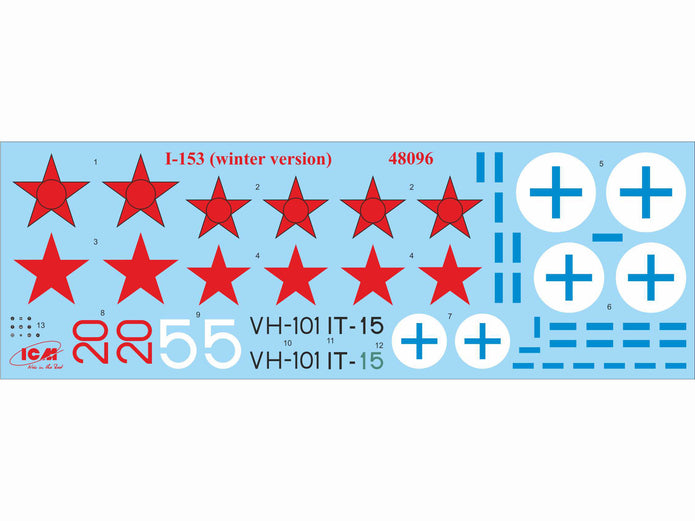 ICM48096 model kit aircraft 1:48 I153 WWII Soviet Biplane Fighter winter version