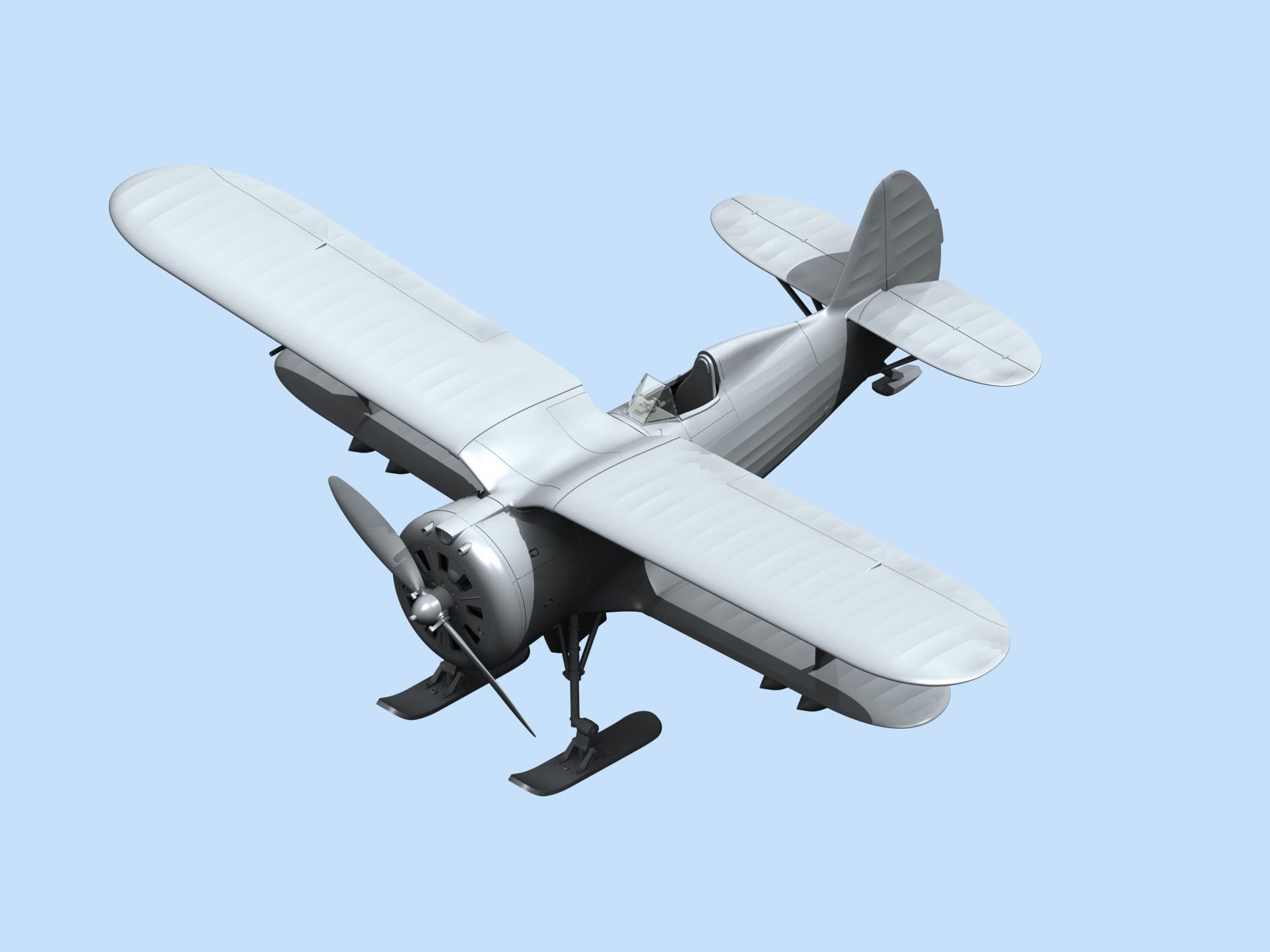 ICM48096 model kit aircraft 1:48 I153 WWII Soviet Biplane Fighter winter version