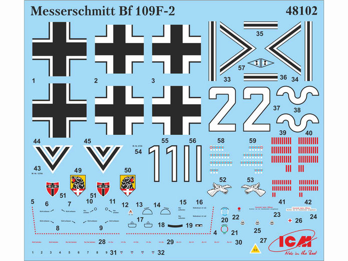 ICM 48102 Plastic model aircraft 1:48 Messerschmitt Bf109F-2 WWII German fighter