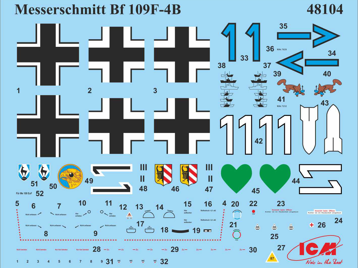 ICM 48104 model aircraft 1:48 Messerschmitt Bf-109F4/B German fighter-bomber