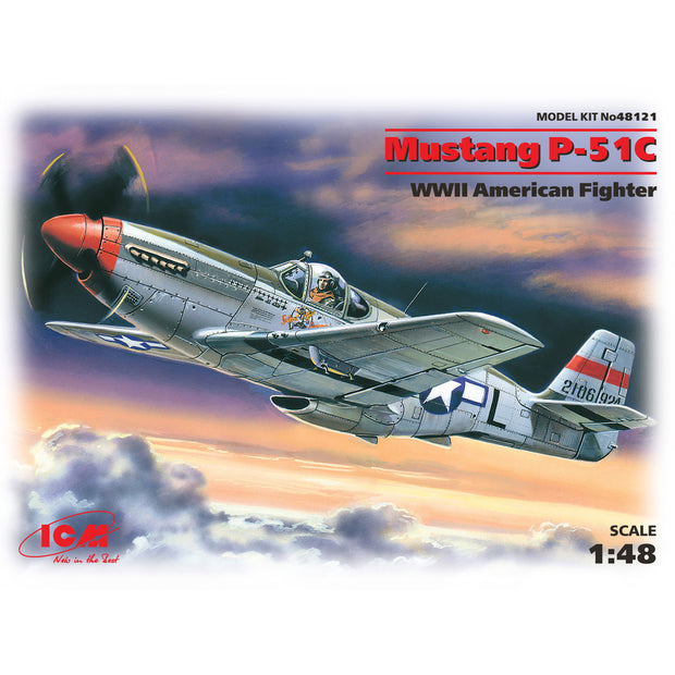 ICM 48121 Plastic model kit 1:48 Mustang P-51C WWII USAF fighter - modelling kit