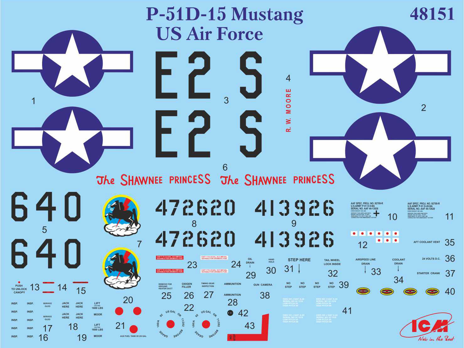 ICM 48151 Plastic model aircraft Scale 1:48 Mustang P-51D-15 WWII USAF fighter