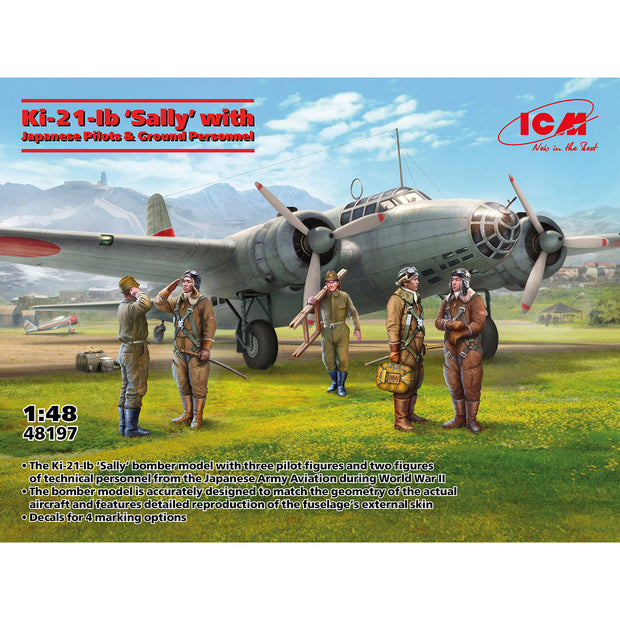 Ki-21-Ib ‘Sally’ with Japanese Pilots and Ground Personnel Scale 1:48 ICM48197 Plastic Model Aircraft Kit