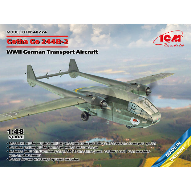 Gotha Go 244B-2 WWII German Transport Aircraft 1:48 ICM 48224 Plastic Model Kit